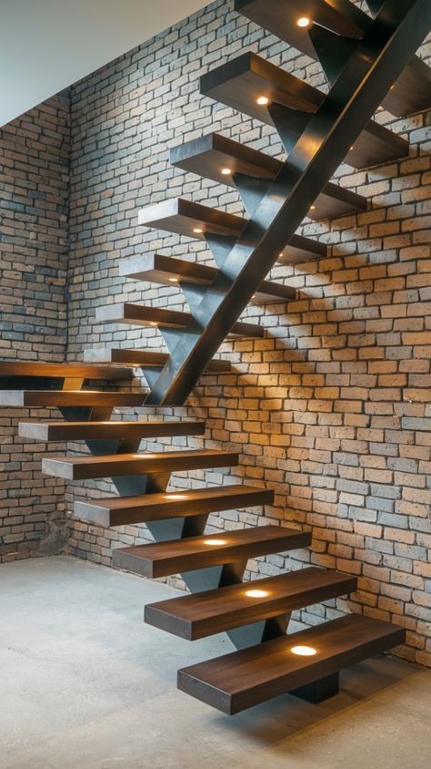 Escalera metalica flotante residencial
